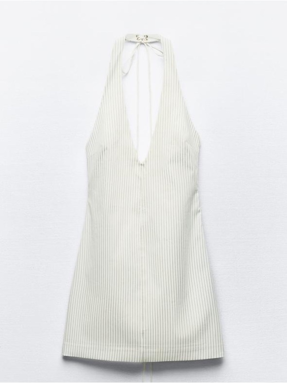 Zara pinstripe Halter Mini Dress in Ivory Stripe
